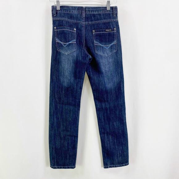 MONGOOSE Girls Dark Stone Washed Straight Leg Denim Jeans - Picture 5 of 11